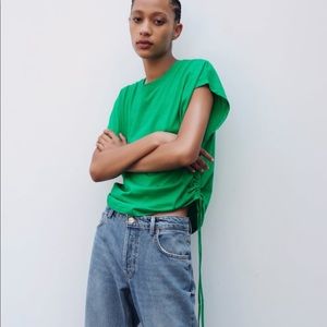 ZARA RUCHED COTTON TOP